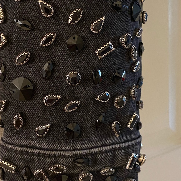 Guess Denim jeans Jacket Faux Fur Collar Rhinestone guess jeans - Picture 4 of 17